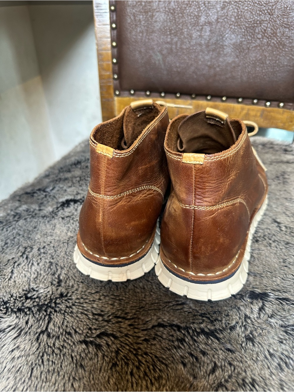 COLE HAAN ZERO GRAND Stitch Out Chukka Leather Brown Boots, Size 13 - Picture 3 of 10